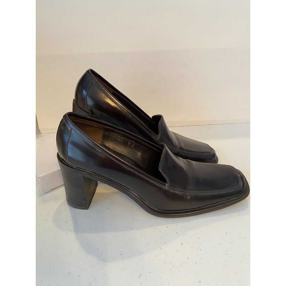 COACH WOMENS BROWN ELSA SPAZZALATO SLIP ON BLOCK HEEL SHOES SIZE 8 MADE IN ITALY - Picture 2 of 4